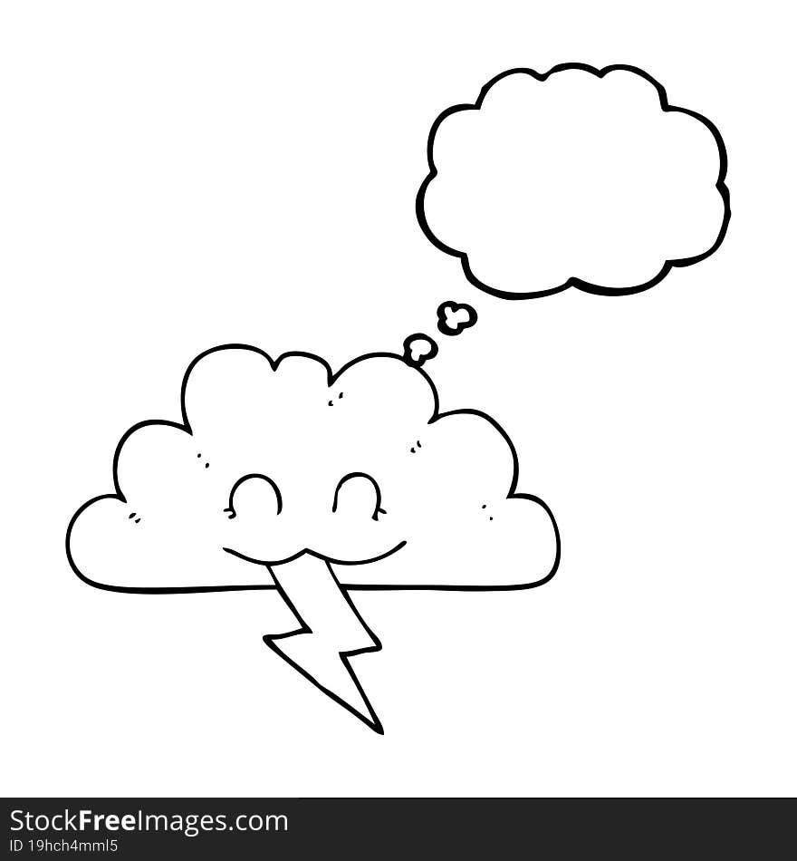 freehand drawn thought bubble cartoon storm cloud