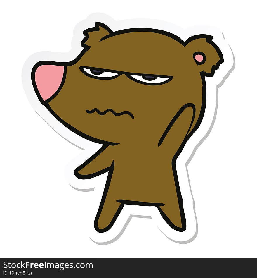 sticker of a annoyed bear cartoon