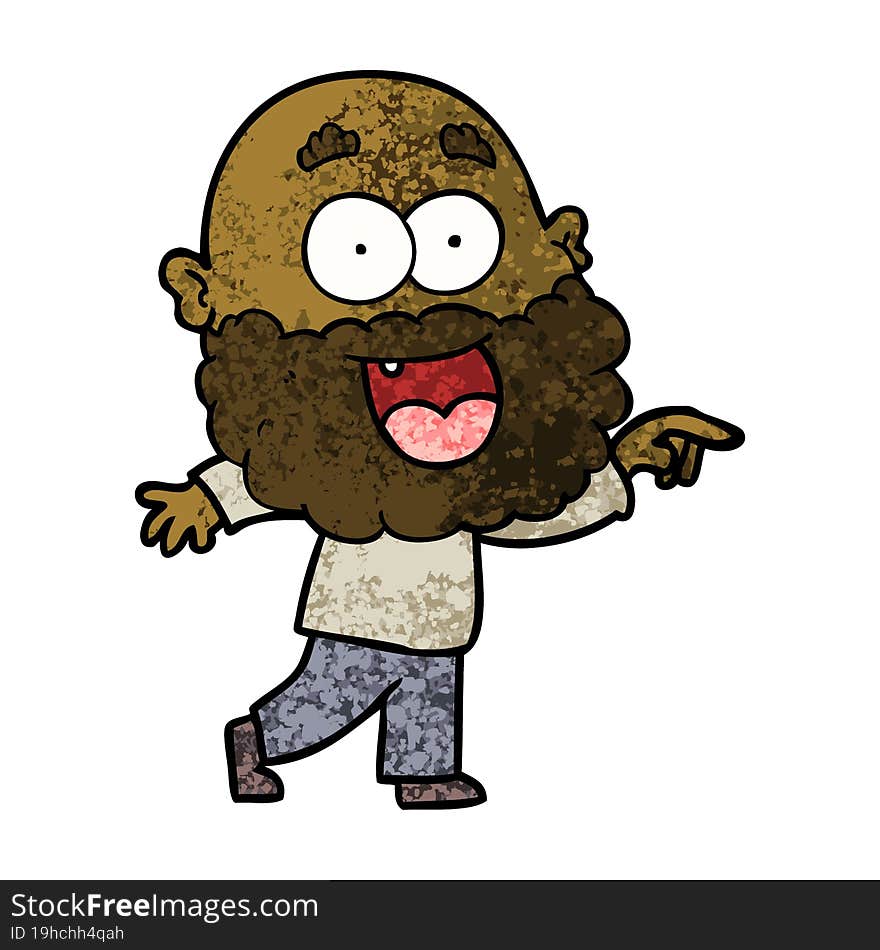 cartoon crazy happy man with beard. cartoon crazy happy man with beard