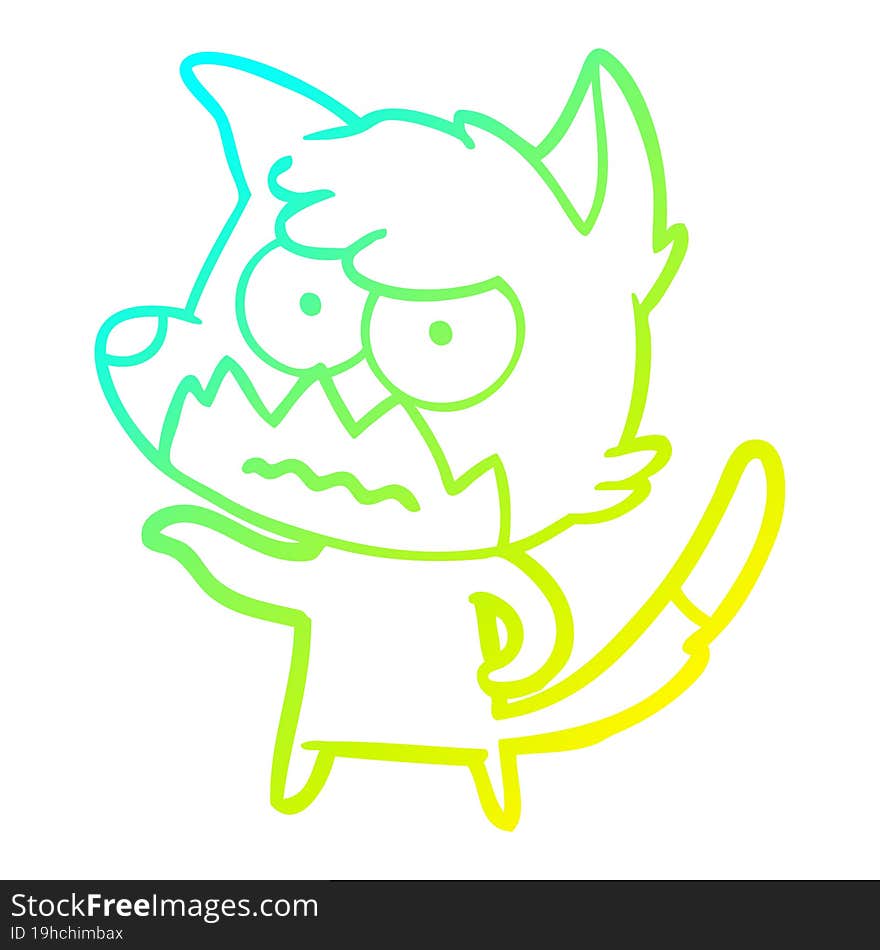 cold gradient line drawing cartoon annoyed fox