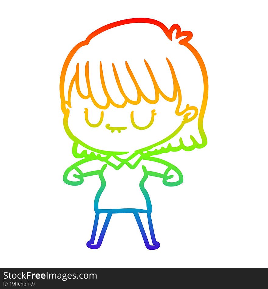 rainbow gradient line drawing of a cartoon woman