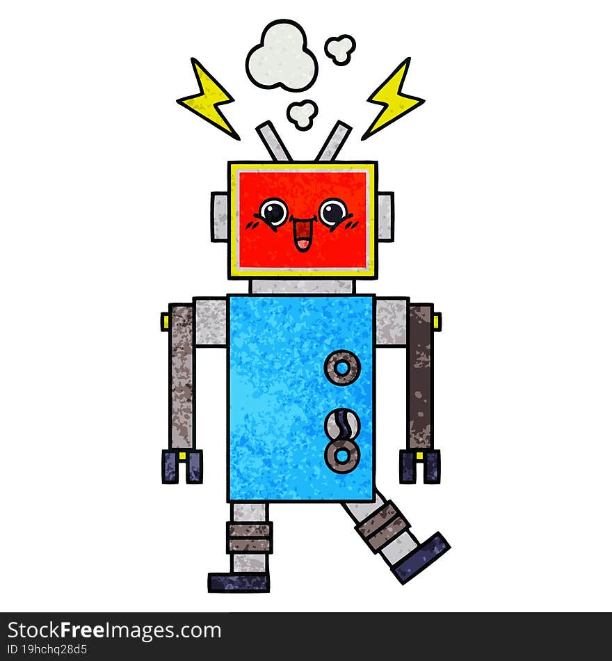 Retro Grunge Texture Cartoon Robot