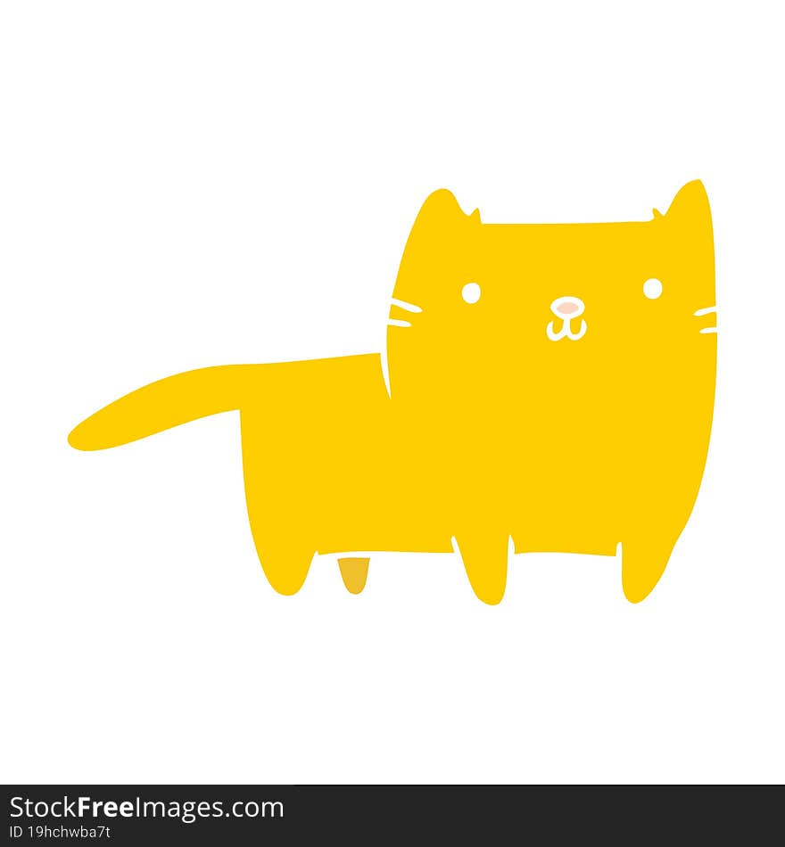 Flat Color Style Cartoon Cat