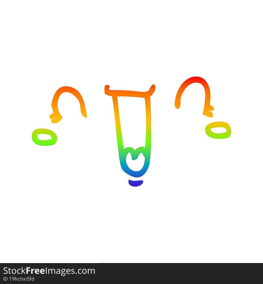 rainbow gradient line drawing of a happy cartoon face