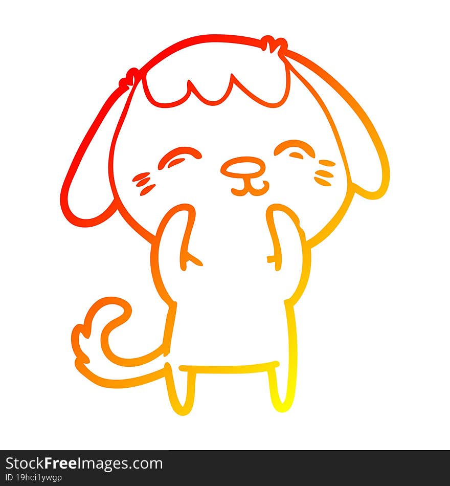 warm gradient line drawing happy cartoon dog