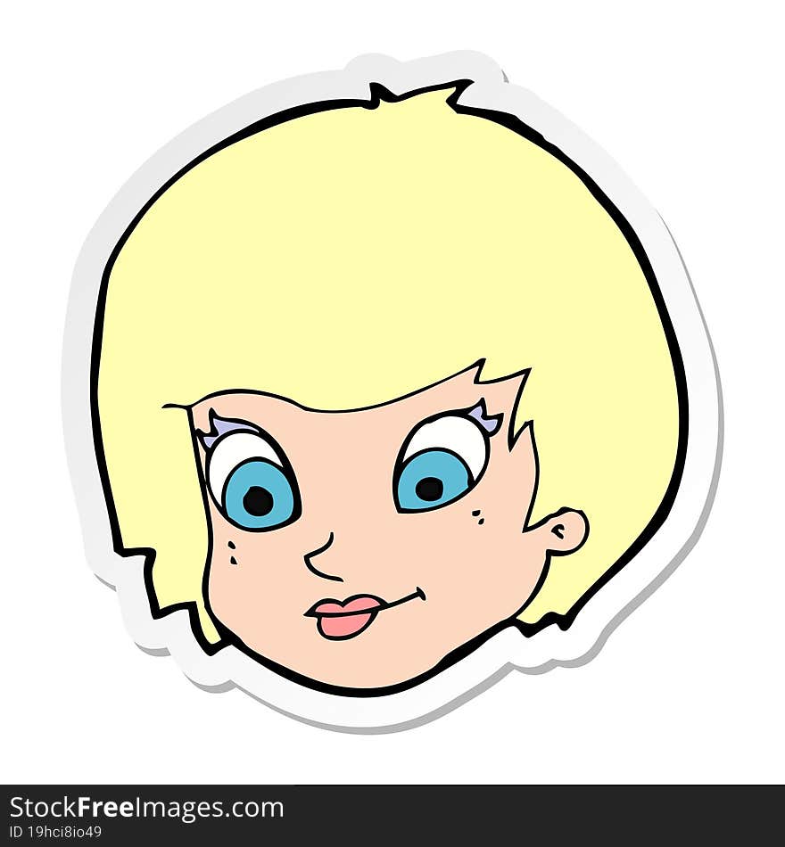 Sticker Of A Cartoon Female Face