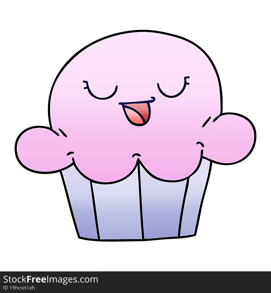 gradient shaded quirky cartoon happy cake. gradient shaded quirky cartoon happy cake