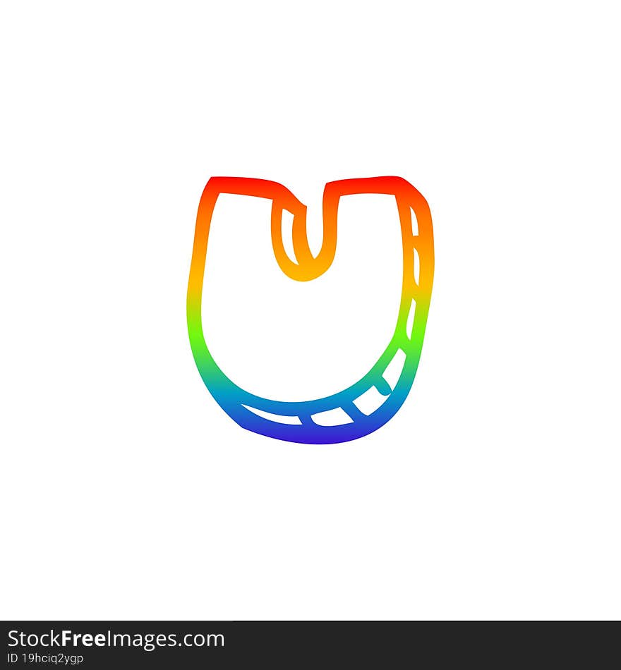 Rainbow Gradient Line Drawing Cartoon Letter U