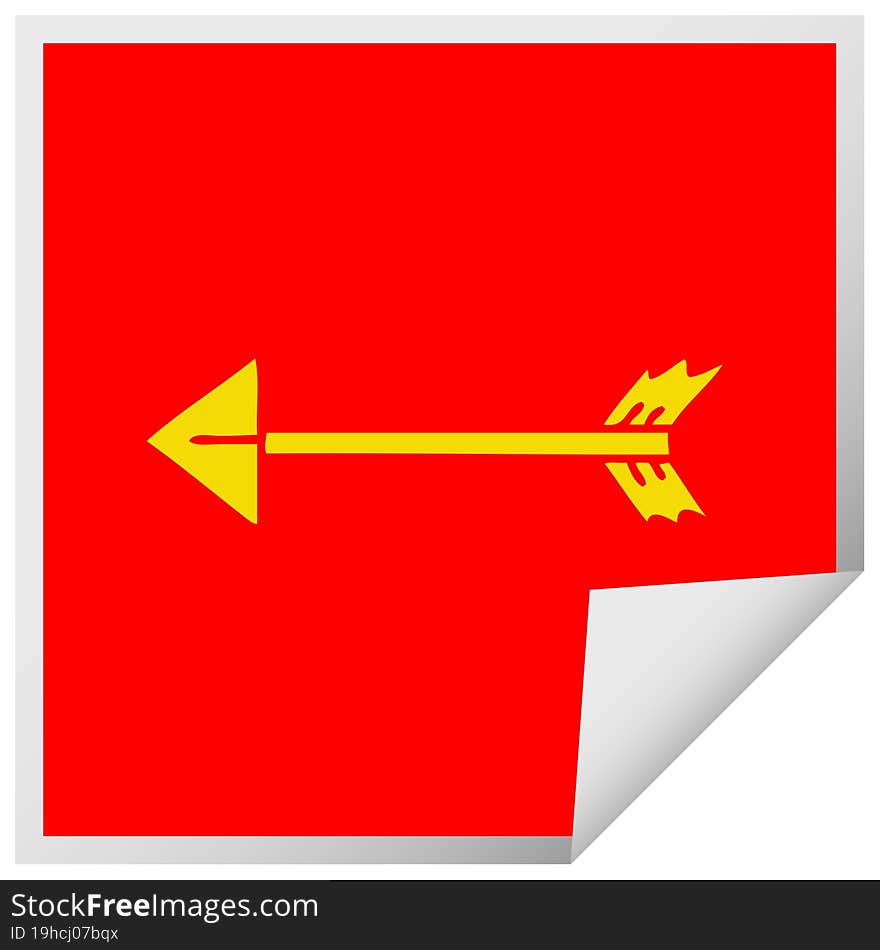 quirky square peeling sticker cartoon arrow