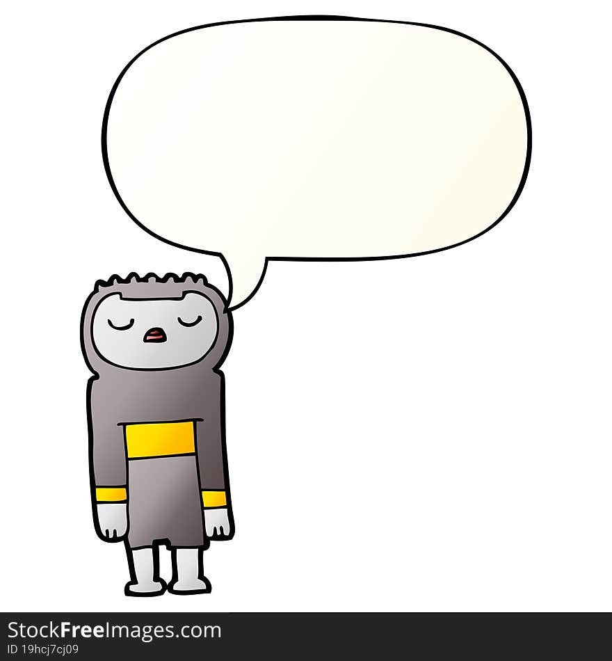 cartoon robot and speech bubble in smooth gradient style