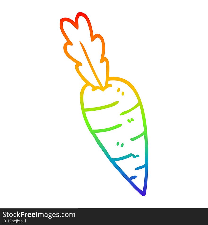 rainbow gradient line drawing of a cartoon carrots