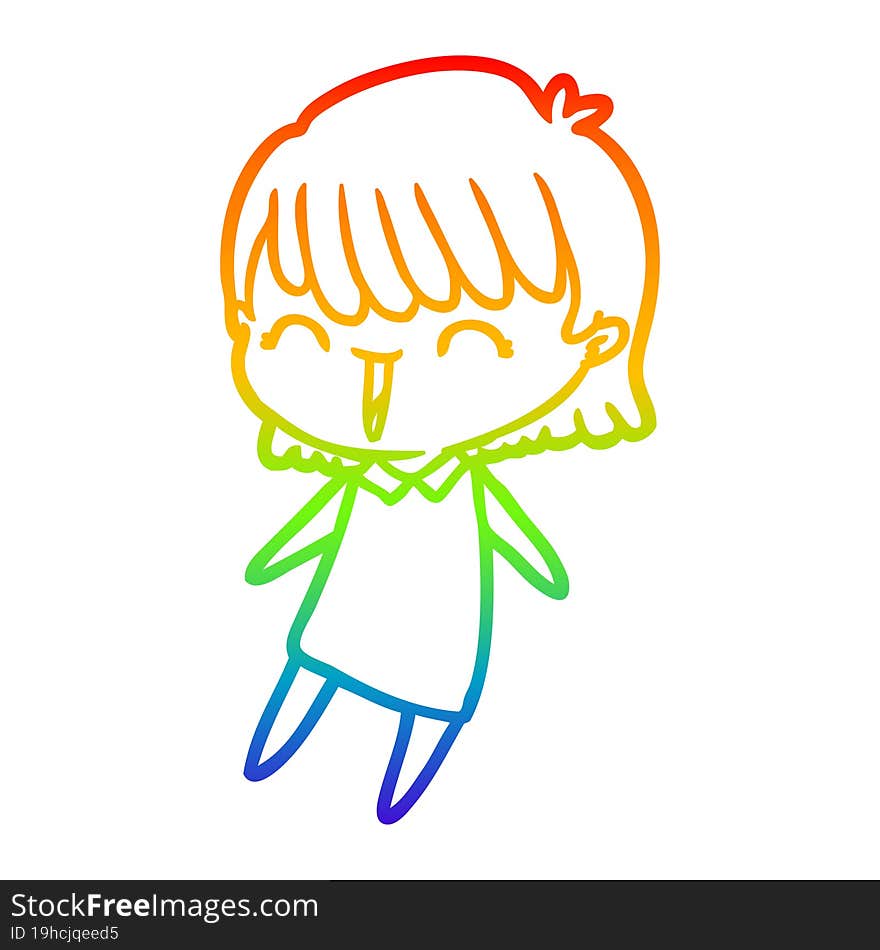 rainbow gradient line drawing of a cartoon woman