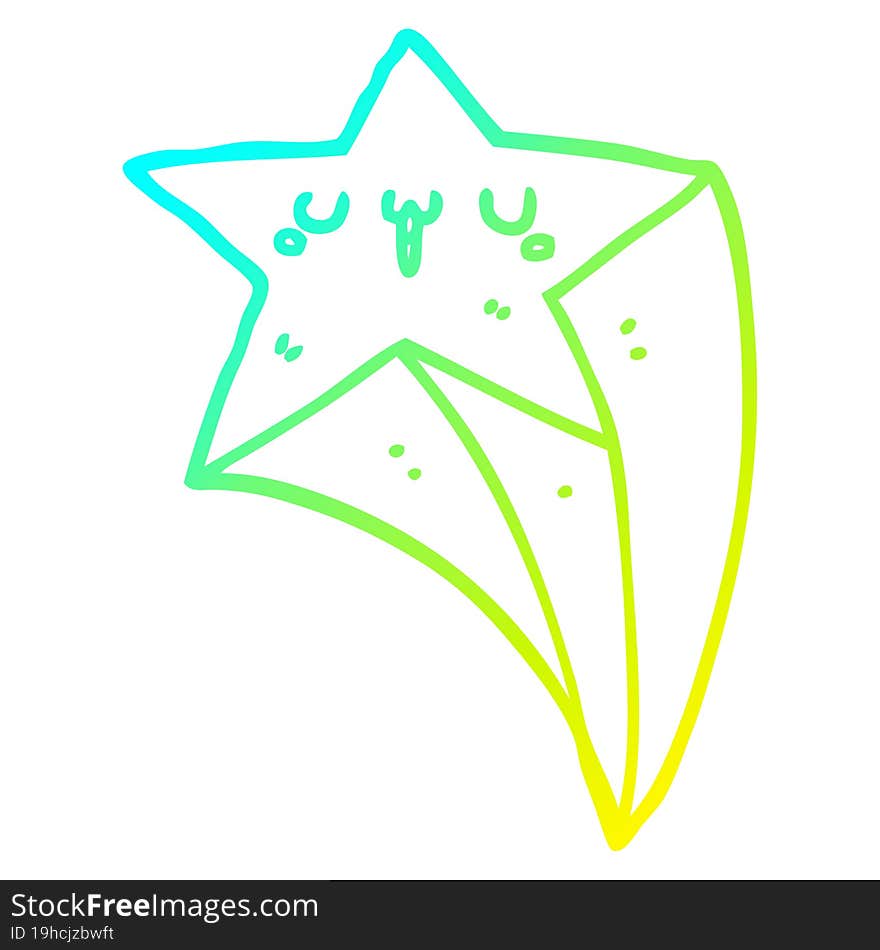 cold gradient line drawing cartoon shooting star