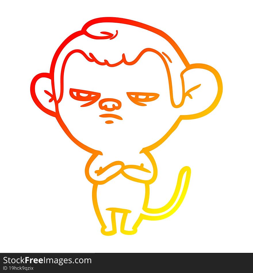 warm gradient line drawing of a cartoon monkey