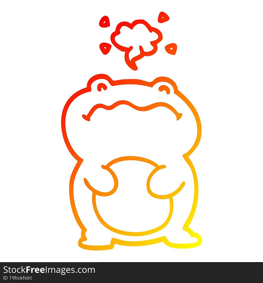 warm gradient line drawing cartoon frog