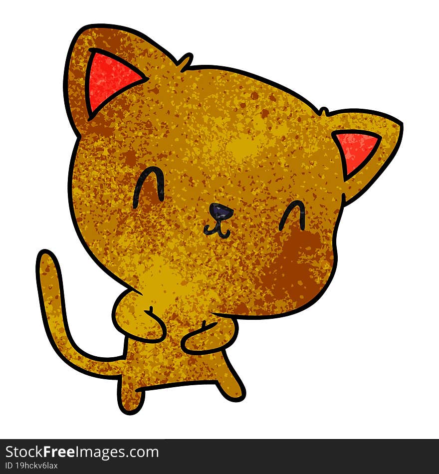 textured cartoon of cute kawaii cat