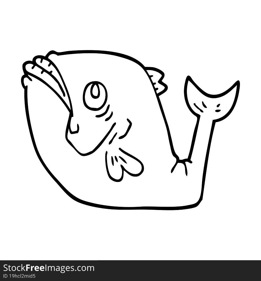 funny line drawing cartoon fish