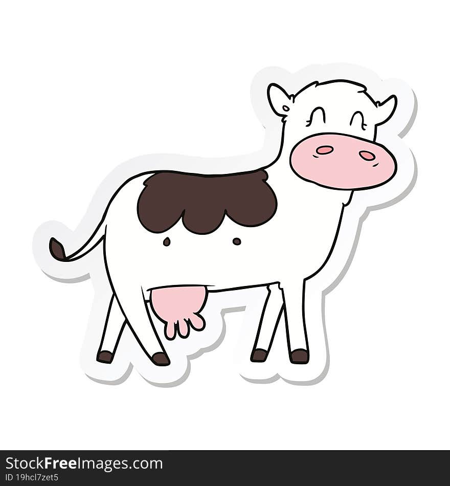 sticker of a cartoon dairy cow