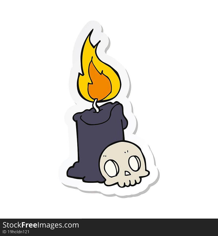 Sticker Of A Cartoon Skull And Candle