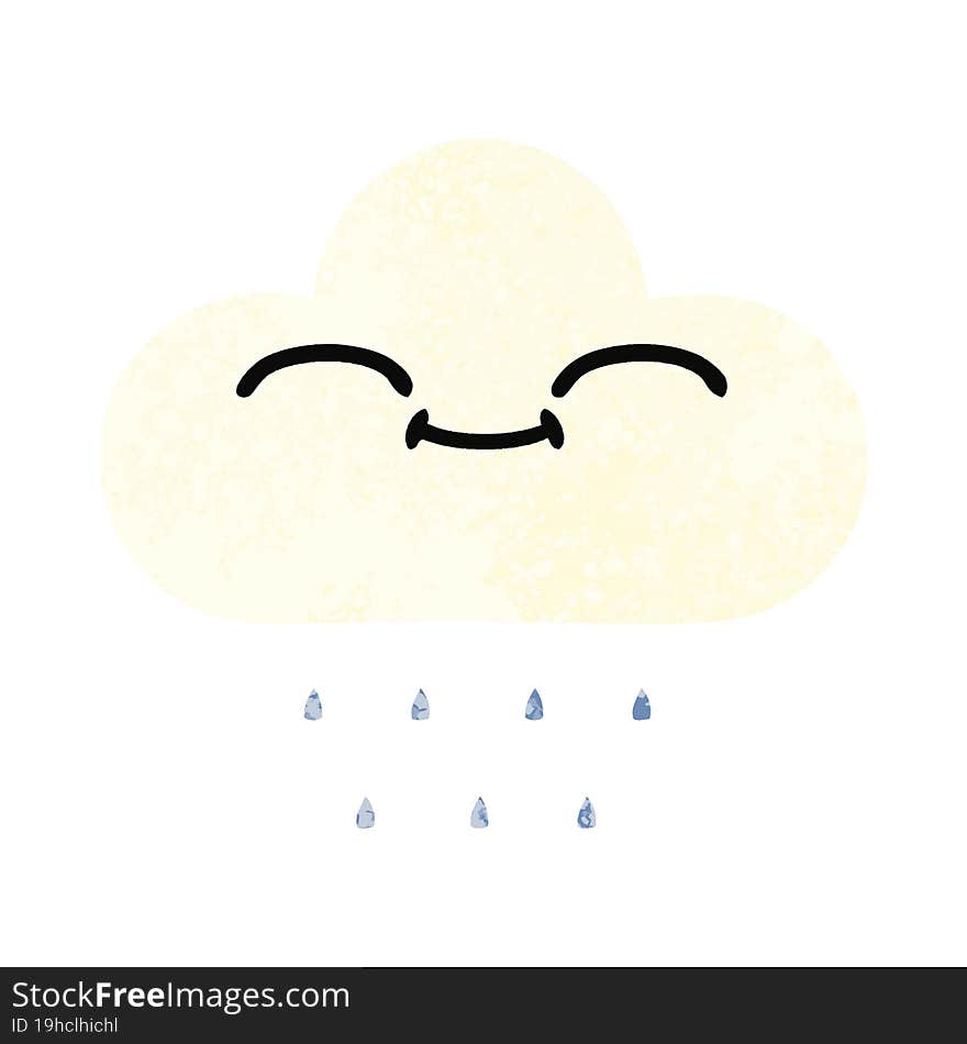 retro illustration style cartoon of a rain cloud