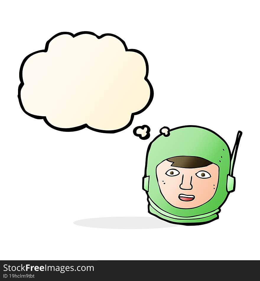 Cartoon Astronaut Head With Thought Bubble