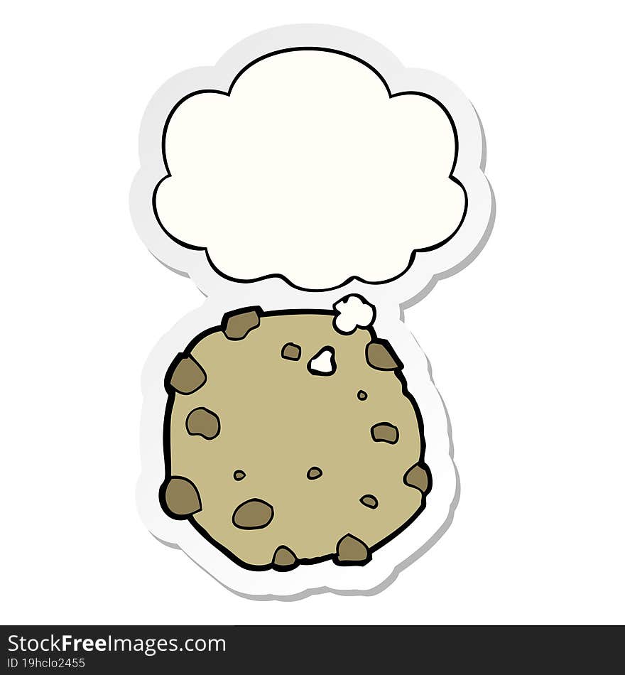 cartoon cookie and thought bubble as a printed sticker