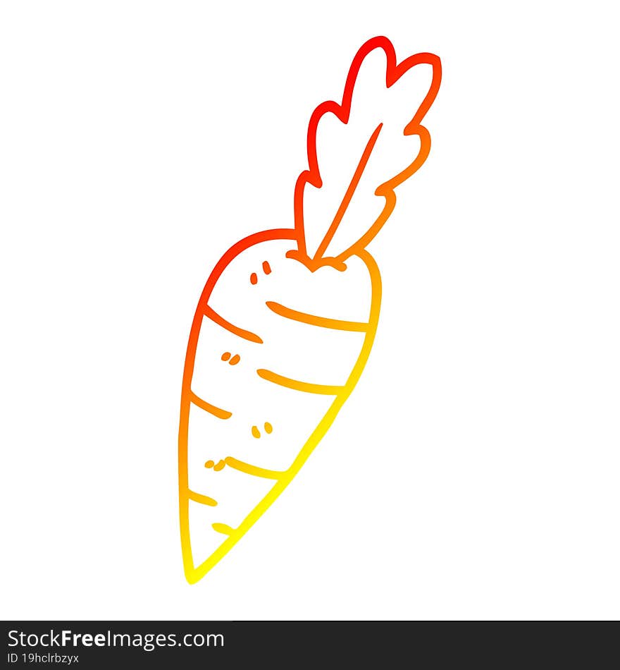 warm gradient line drawing of a cartoon organic carrot