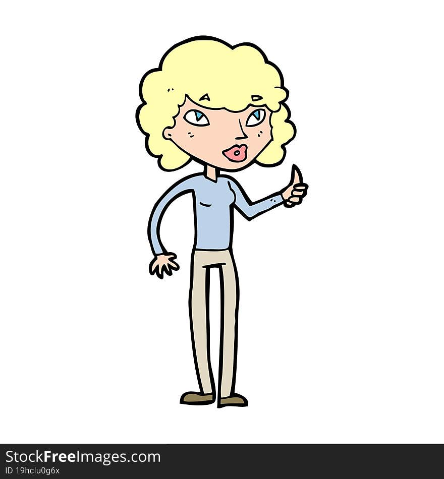 cartoon woman giving thumbs up symbol