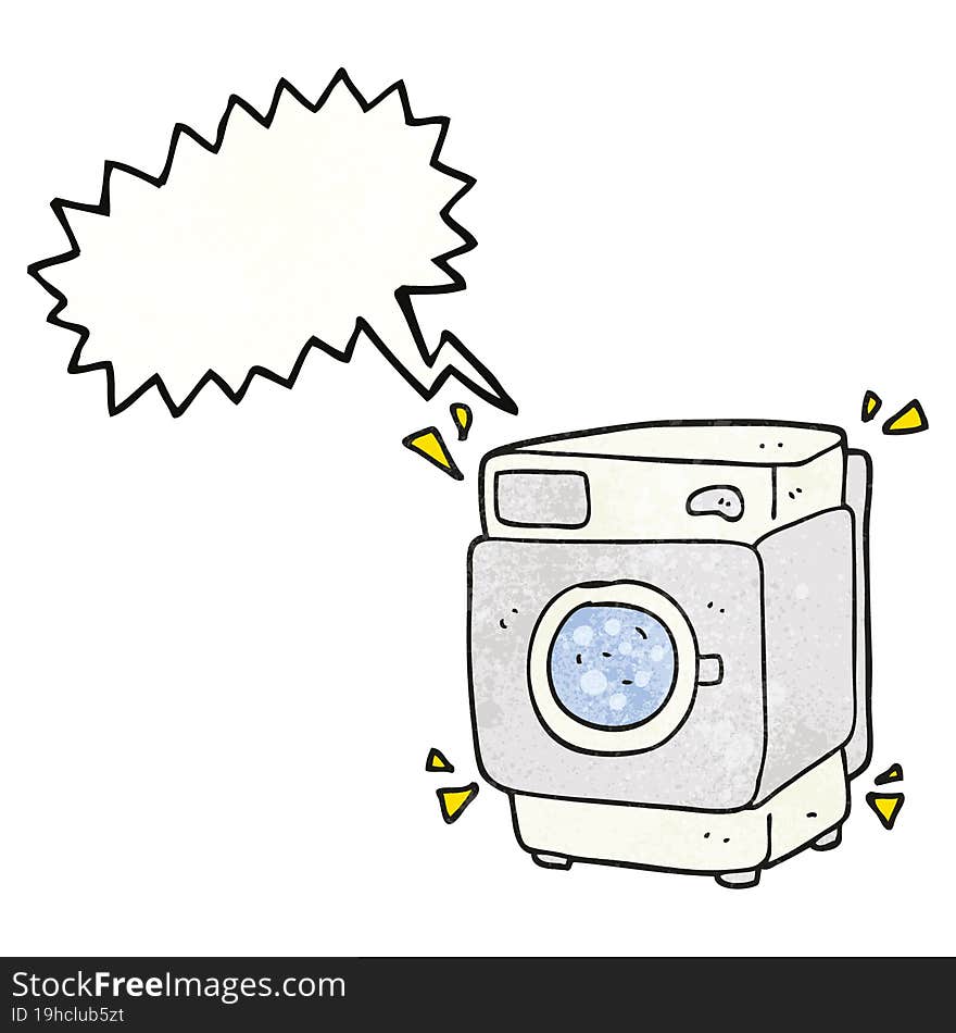 Speech Bubble Textured Cartoon Rumbling Washing Machine