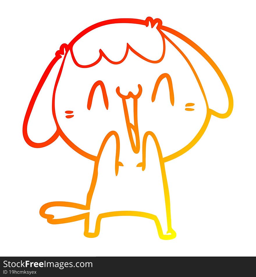 Warm Gradient Line Drawing Cute Cartoon Dog