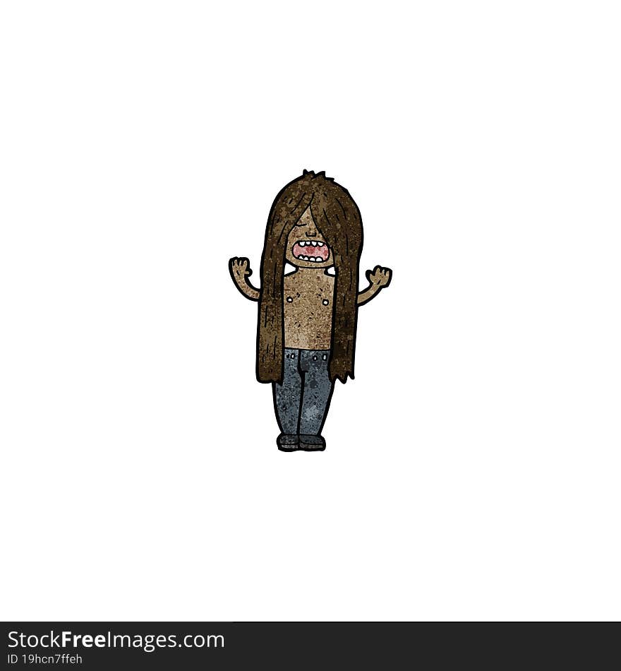 cartoon long haired man