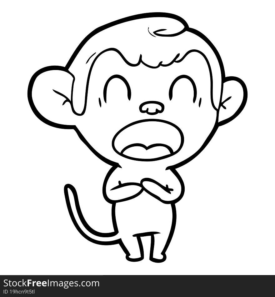 yawning cartoon monkey. yawning cartoon monkey