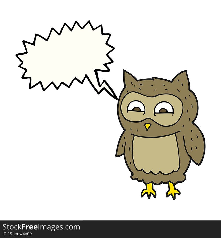 freehand drawn speech bubble cartoon owl