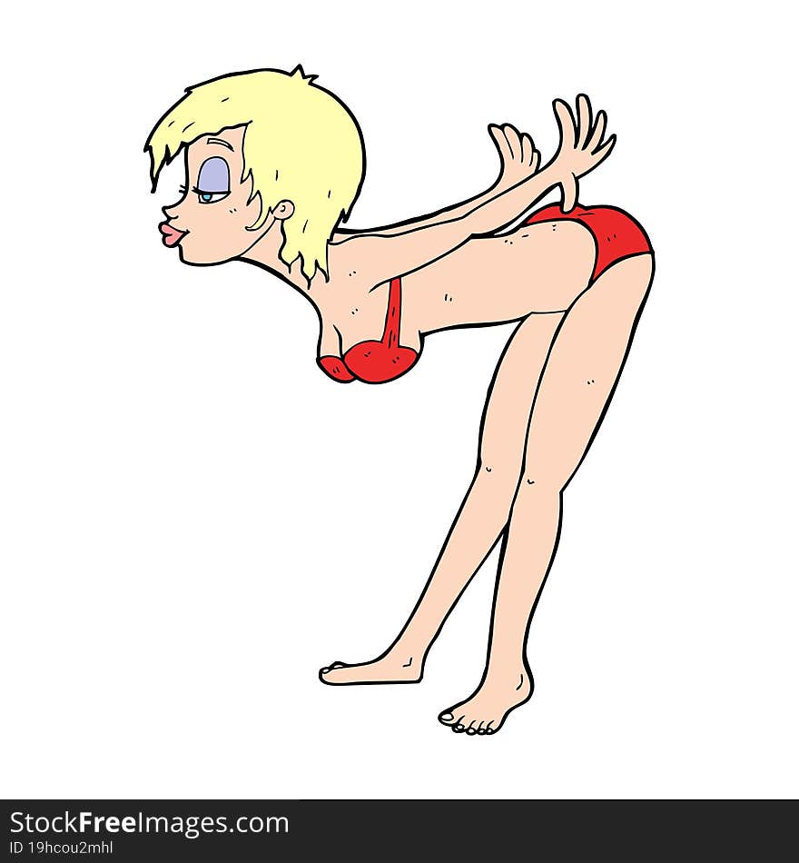 cartoon pin up girl in bikini