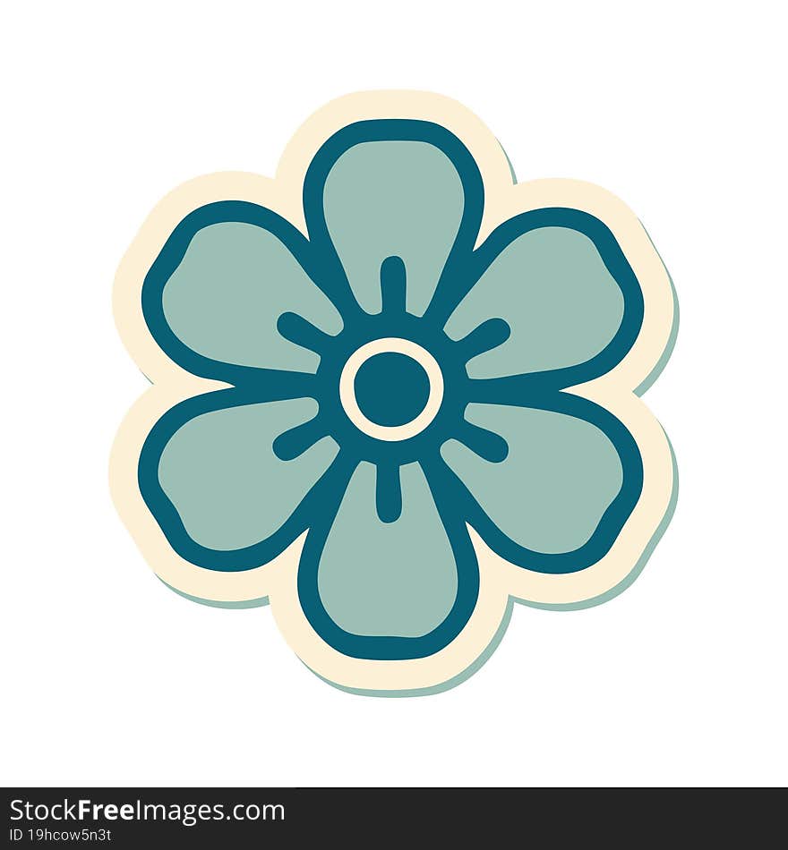 sticker of tattoo in traditional style of a flower. sticker of tattoo in traditional style of a flower