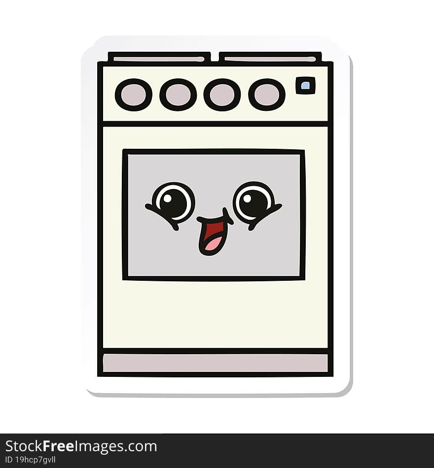 sticker of a cute cartoon kitchen oven