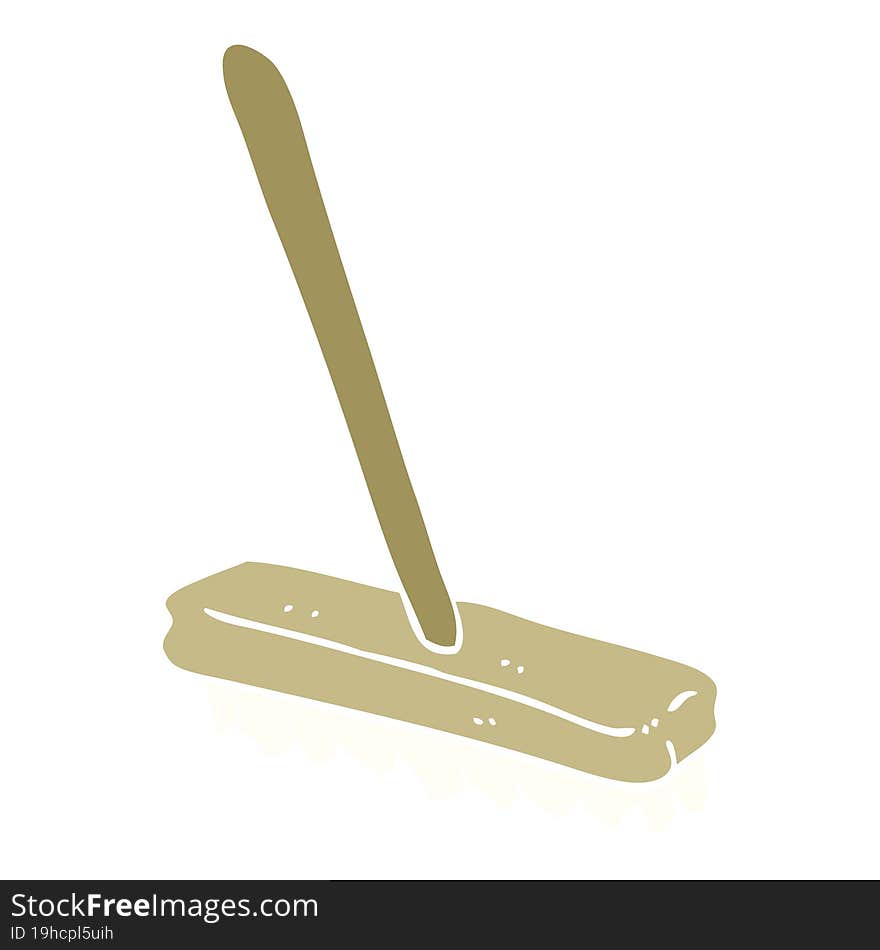 flat color illustration cartoon sweeping brush