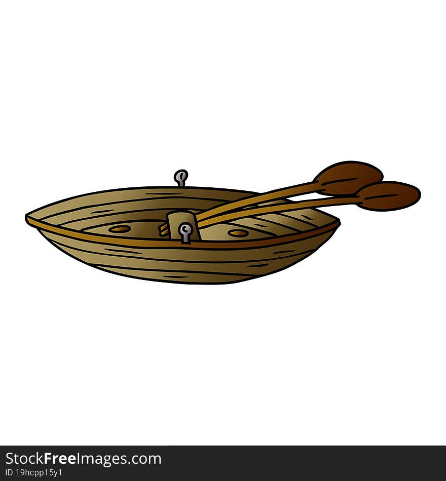 hand drawn gradient cartoon doodle of a wooden boat