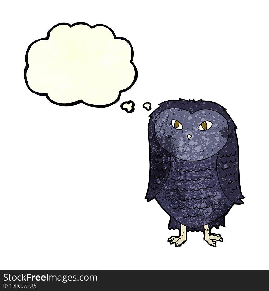 cartoon owl with thought bubble