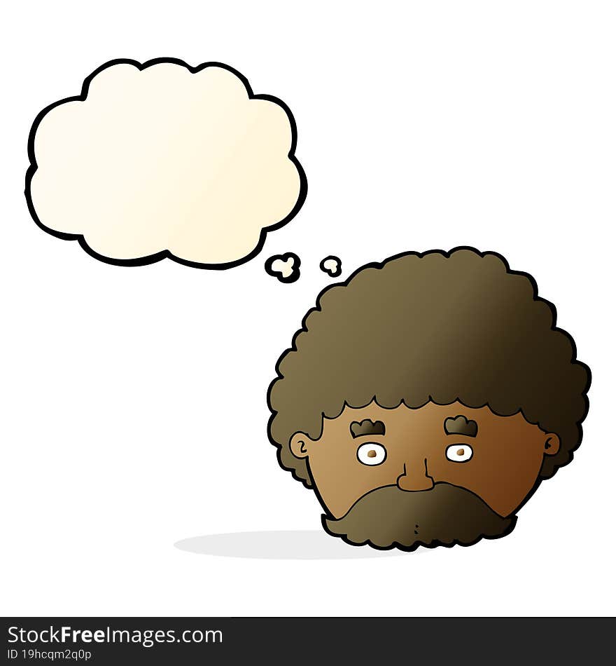 Cartoon Man With Mustache With Thought Bubble