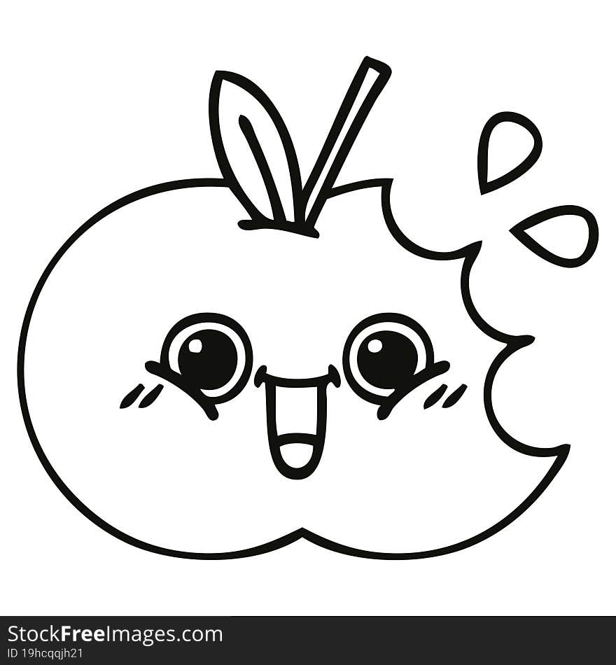 line drawing cartoon red apple