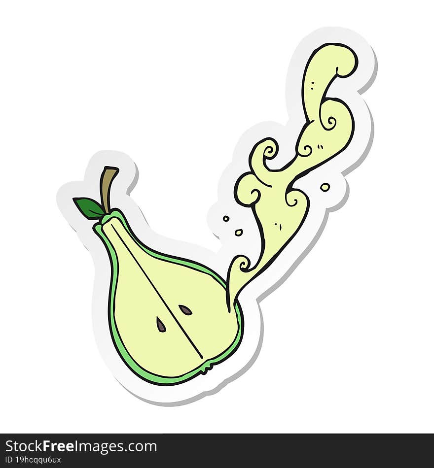 sticker of a cartoon half pear