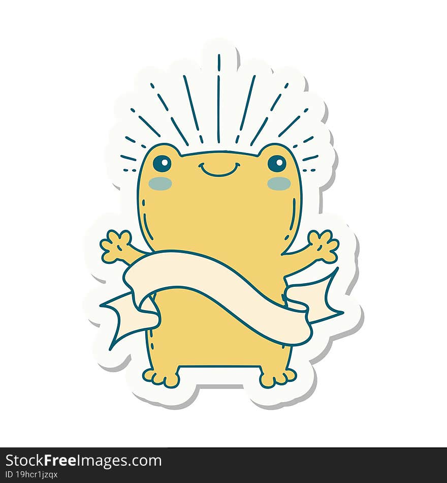 sticker of tattoo style happy frog