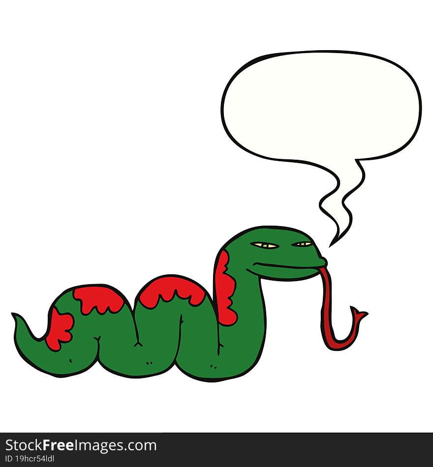 cartoon slithering snake and speech bubble