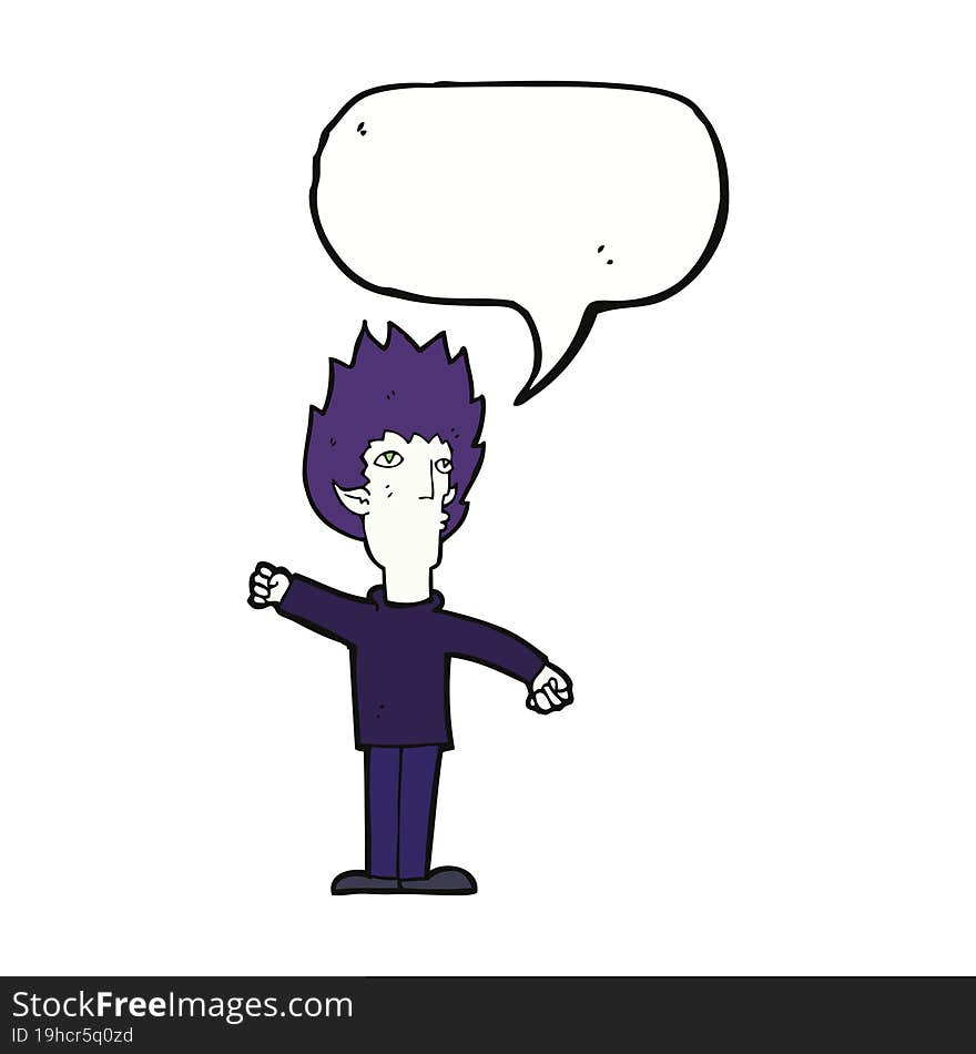 cartoon vampire man with speech bubble