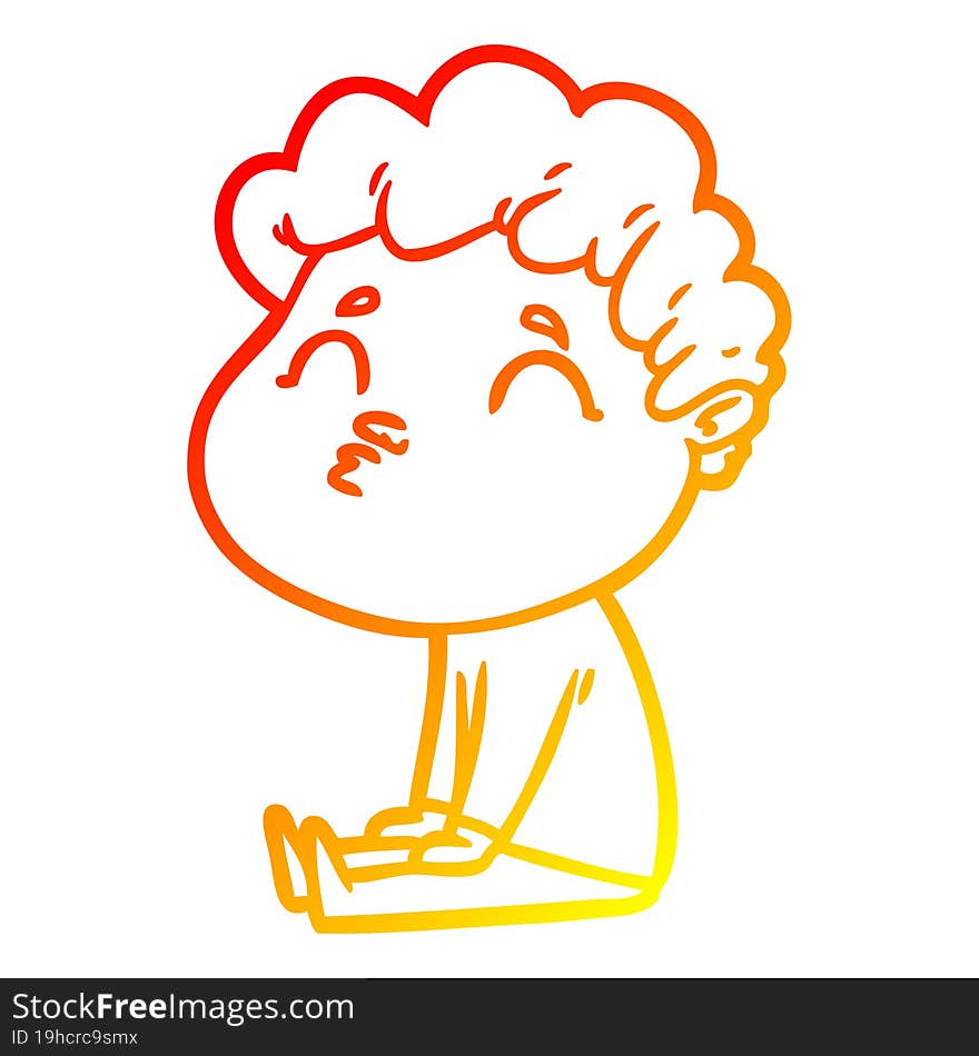 Warm Gradient Line Drawing Cartoon Man Pouting