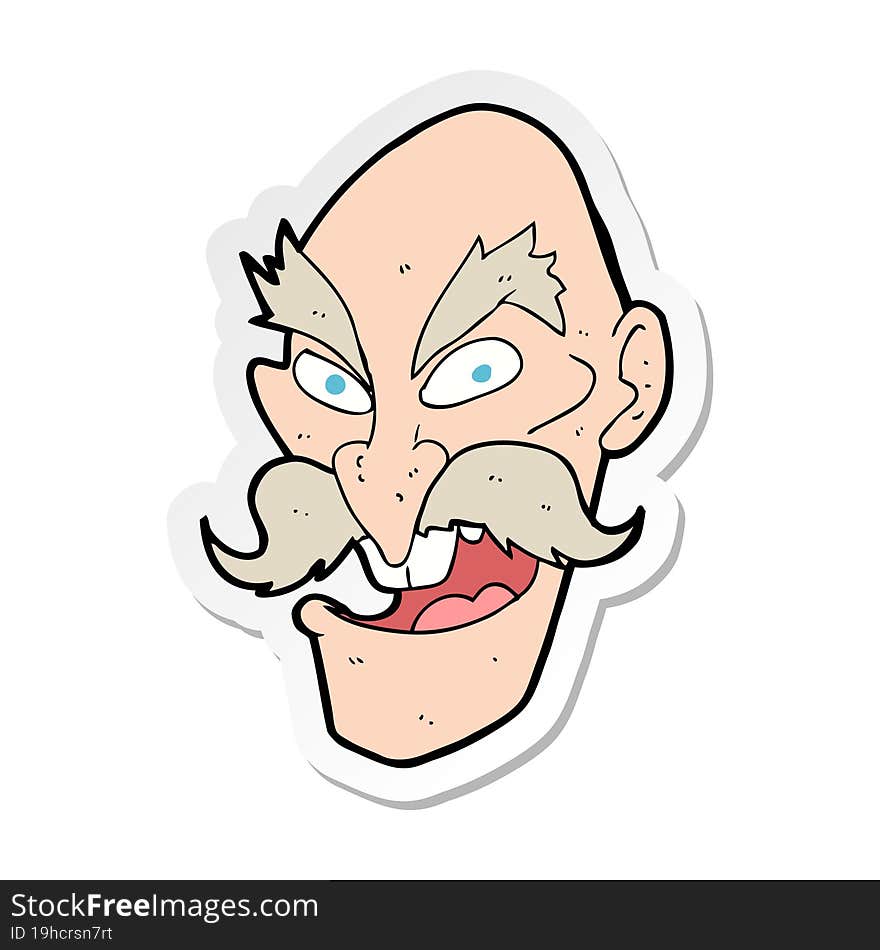 Sticker Of A Cartoon Evil Old Man Face