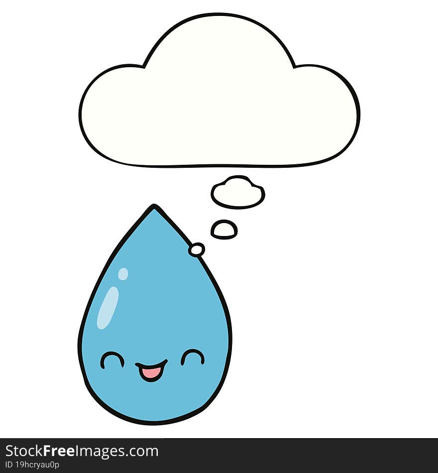 cartoon cute raindrop and thought bubble