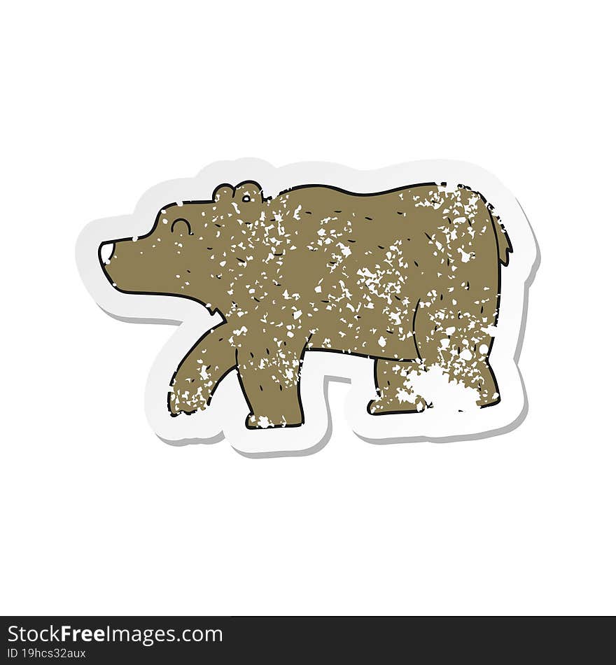 retro distressed sticker of a cartoon bear