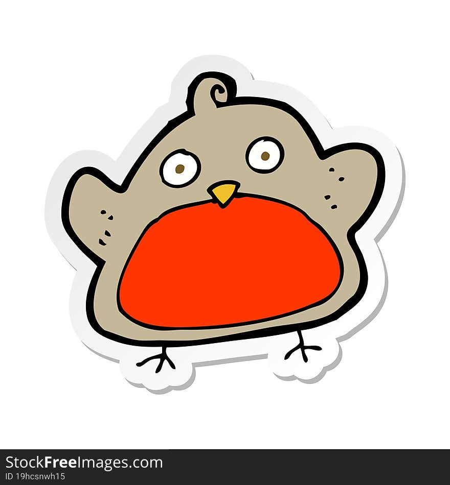 Sticker Of A Cartoon Christmas Robin